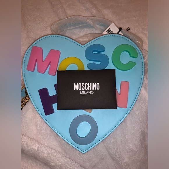 Moschino 'Moschino' Leather Heart Bag (Fantasy Print Light Blue) - Picture 12 of 12